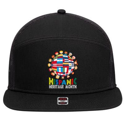 National Hispanic Heritage Month Children Latin Flags 7 Panel Mesh Trucker Snapback Hat