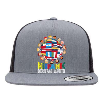 National Hispanic Heritage Month Children Latin Flags Flat Bill Trucker Hat