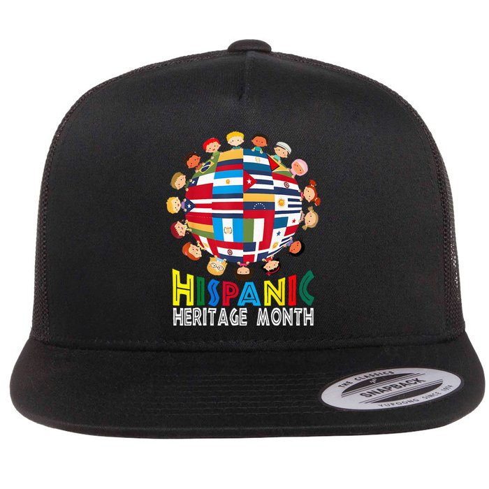 National Hispanic Heritage Month Children Latin Flags Flat Bill Trucker Hat