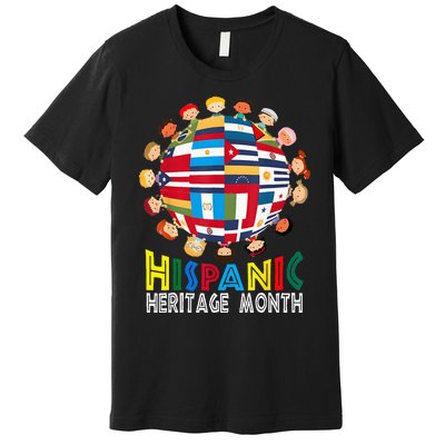 National Hispanic Heritage Month Children Latin Flags Premium T-Shirt