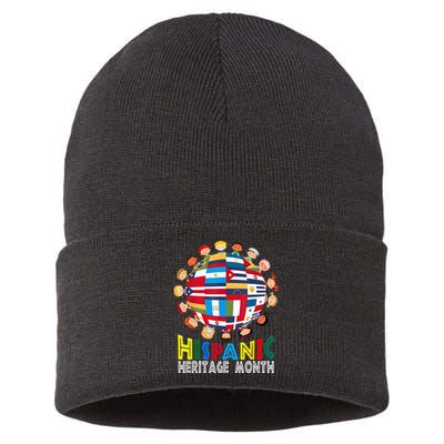 National Hispanic Heritage Month Children Latin Flags Sustainable Knit Beanie