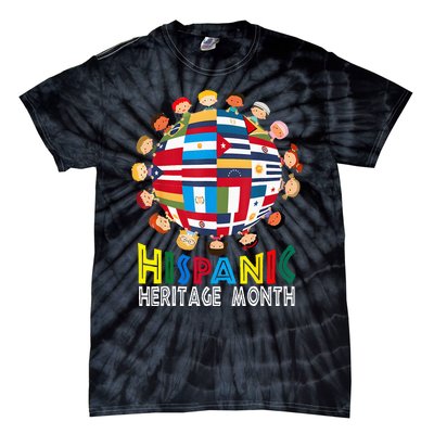 National Hispanic Heritage Month Children Latin Flags Tie-Dye T-Shirt