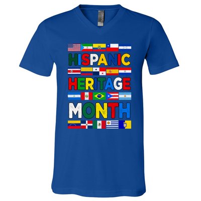 National Hispanic Heritage Month All Countries Flags V-Neck T-Shirt