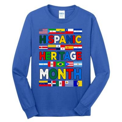 National Hispanic Heritage Month All Countries Flags Tall Long Sleeve T-Shirt