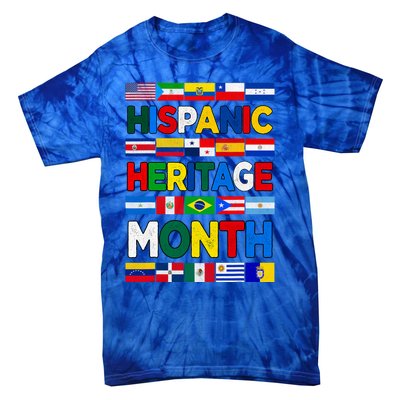 National Hispanic Heritage Month All Countries Flags Tie-Dye T-Shirt