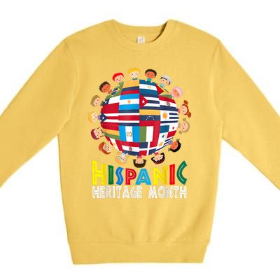 National Hispanic Heritage Month Children Latin Flags Premium Crewneck Sweatshirt