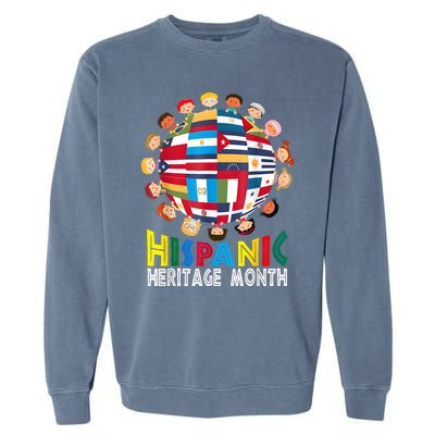 National Hispanic Heritage Month Children Latin Flags Garment-Dyed Sweatshirt