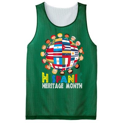 National Hispanic Heritage Month Children Latin Flags Mesh Reversible Basketball Jersey Tank