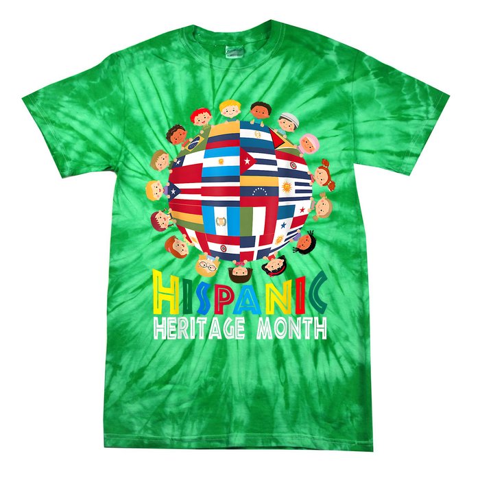 National Hispanic Heritage Month Children Latin Flags Tie-Dye T-Shirt