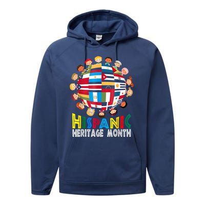 National Hispanic Heritage Month Children Latin Flags Performance Fleece Hoodie