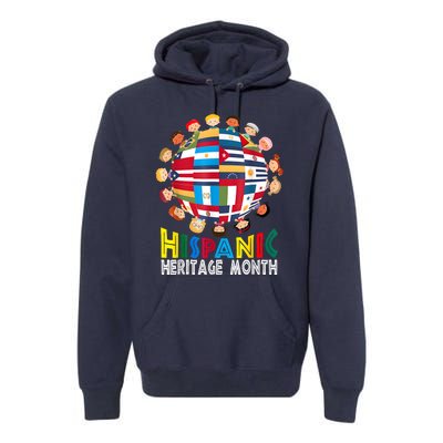 National Hispanic Heritage Month Children Latin Flags Premium Hoodie