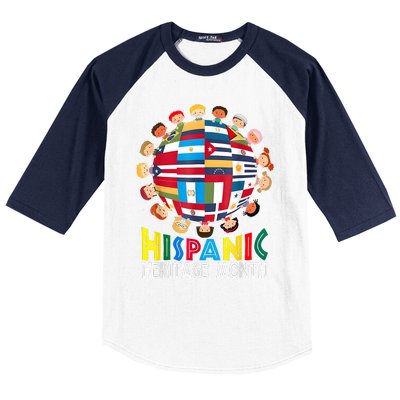 National Hispanic Heritage Month Children Latin Flags Baseball Sleeve Shirt