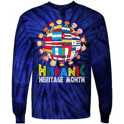 National Hispanic Heritage Month Children Latin Flags Tie-Dye Long Sleeve Shirt