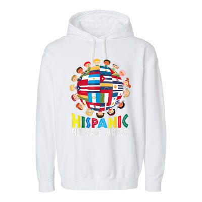 National Hispanic Heritage Month Children Latin Flags Garment-Dyed Fleece Hoodie