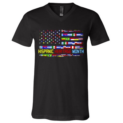 National Hispanic Heritage Month Front And Back V-Neck T-Shirt