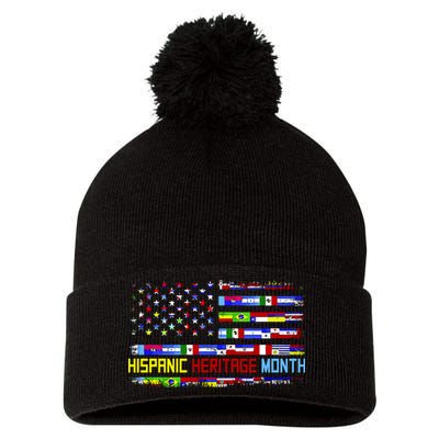 National Hispanic Heritage Month Front And Back Pom Pom 12in Knit Beanie