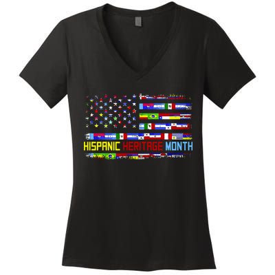 National Hispanic Heritage Month Front And Back Women's V-Neck T-Shirt