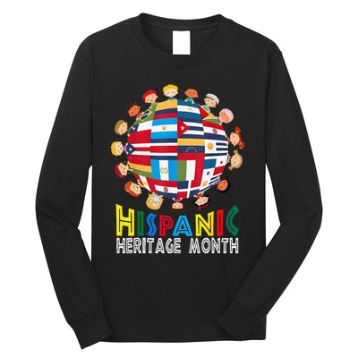 National Hispanic Heritage Month Children Latin Flags Gift Long Sleeve Shirt