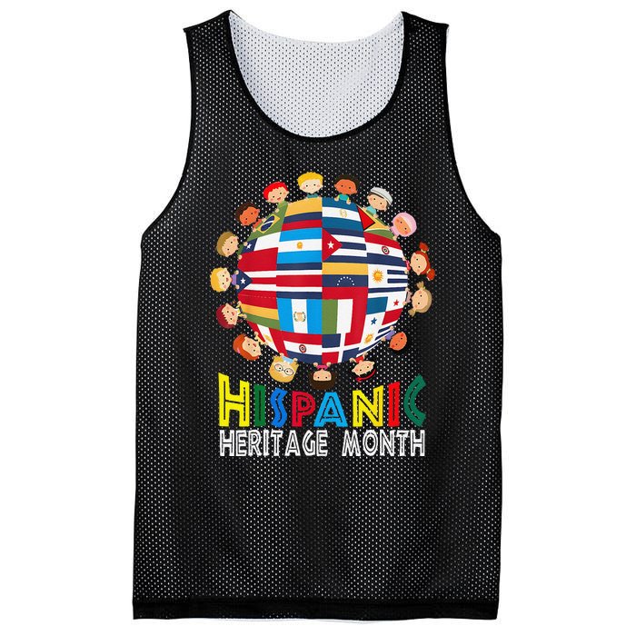 National Hispanic Heritage Month Children Latin Flags Gift Mesh Reversible Basketball Jersey Tank