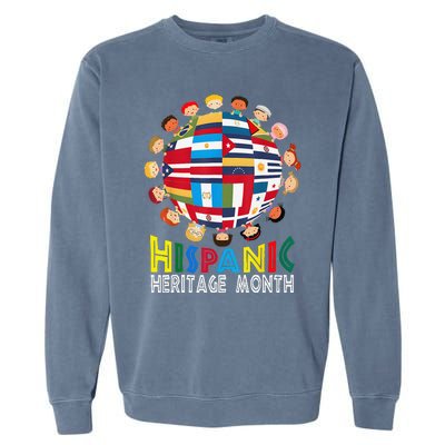 National Hispanic Heritage Month Children Latin Flags Gift Garment-Dyed Sweatshirt