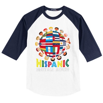 National Hispanic Heritage Month Children Latin Flags Gift Baseball Sleeve Shirt