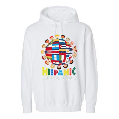 National Hispanic Heritage Month Children Latin Flags Gift Garment-Dyed Fleece Hoodie