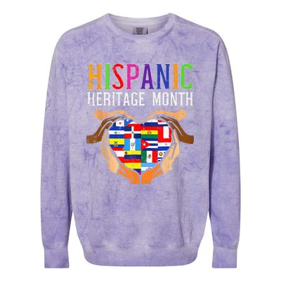 National Hispanic Heritage Month Hands Heart Flags Colorblast Crewneck Sweatshirt