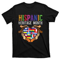 National Hispanic Heritage Month Hands Heart Flags T-Shirt