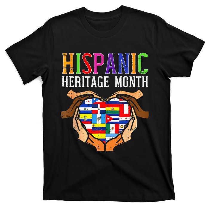 National Hispanic Heritage Month Hands Heart Flags T-Shirt