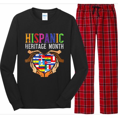 National Hispanic Heritage Month Hands Heart Flags Long Sleeve Pajama Set