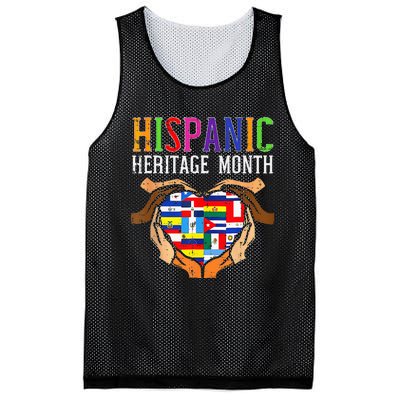 National Hispanic Heritage Month Hands Heart Flags Mesh Reversible Basketball Jersey Tank