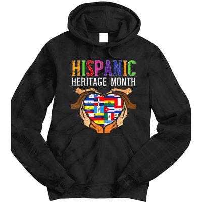 National Hispanic Heritage Month Hands Heart Flags Tie Dye Hoodie