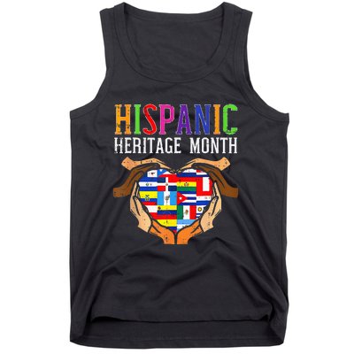 National Hispanic Heritage Month Hands Heart Flags Tank Top