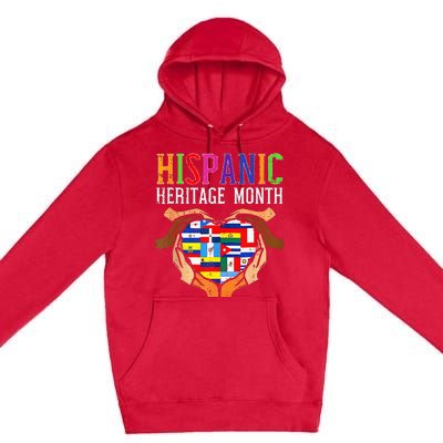 National Hispanic Heritage Month Hands Heart Flags Premium Pullover Hoodie