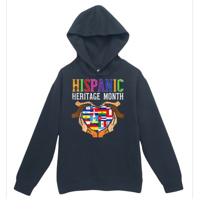 National Hispanic Heritage Month Hands Heart Flags Urban Pullover Hoodie