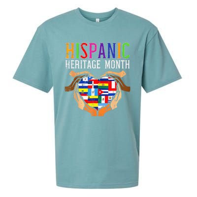 National Hispanic Heritage Month Hands Heart Flags Sueded Cloud Jersey T-Shirt