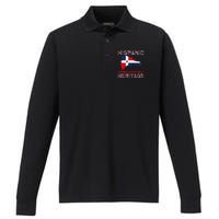 National Hispanic Heritage Month Dominican Republic Flag Performance Long Sleeve Polo