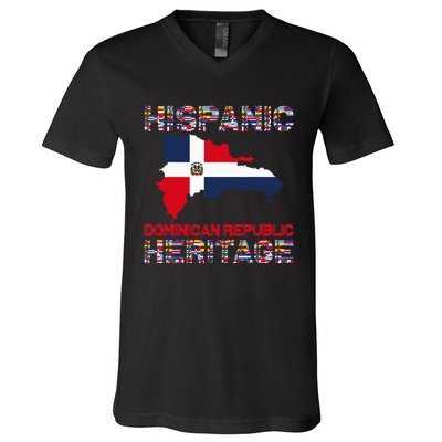 National Hispanic Heritage Month Dominican Republic Flag V-Neck T-Shirt