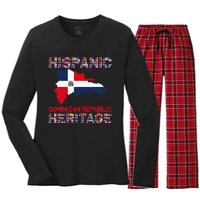 National Hispanic Heritage Month Dominican Republic Flag Women's Long Sleeve Flannel Pajama Set 