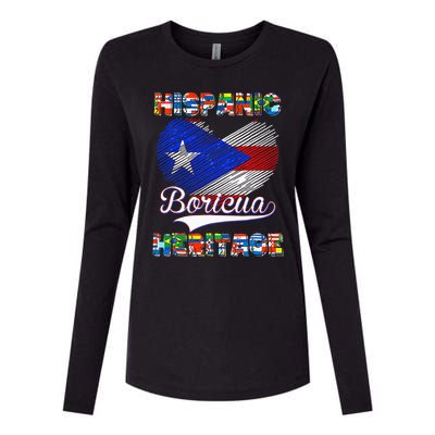 National Hispanic Heritage Month Puerto Rico Flag Boricua Womens Cotton Relaxed Long Sleeve T-Shirt