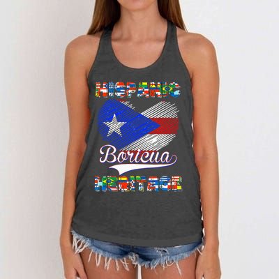 National Hispanic Heritage Month Puerto Rico Flag Boricua Women's Knotted Racerback Tank