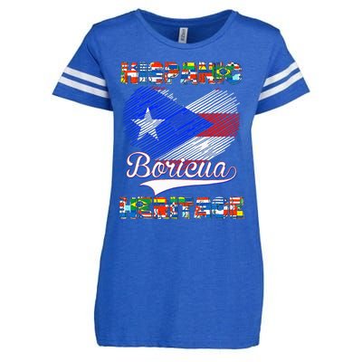 National Hispanic Heritage Month Puerto Rico Flag Boricua Enza Ladies Jersey Football T-Shirt