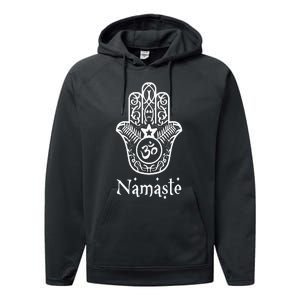 Namaste Hand Hamsa Yoga Hinduism Vedas Ohm Performance Fleece Hoodie