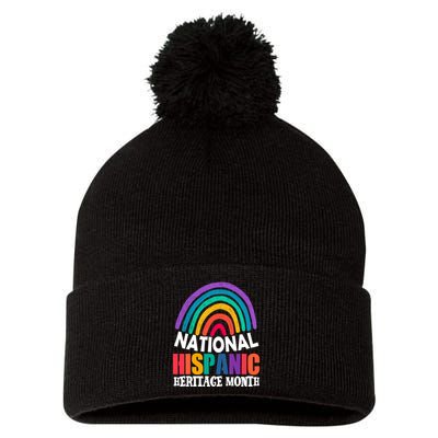 National Hispanic Heritage Month Rainbow Pom Pom 12in Knit Beanie