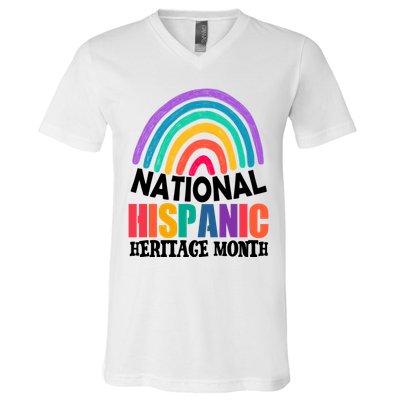 National Hispanic Heritage Month Rainbow V-Neck T-Shirt
