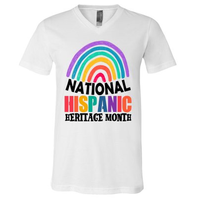 National Hispanic Heritage Month Rainbow V-Neck T-Shirt