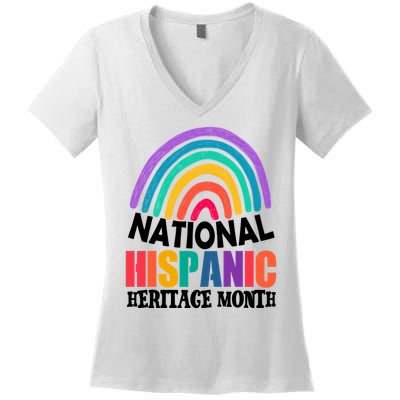 National Hispanic Heritage Month Rainbow Women's V-Neck T-Shirt