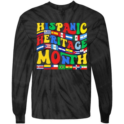 National Hispanic Heritage Month Countries Flags Tie-Dye Long Sleeve Shirt