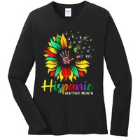 National Hispanic Heritage Month Sunflower All Countries Ladies Long Sleeve Shirt