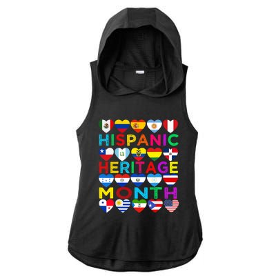 National Hispanic Heritage Month Latino Countries Flag Ladies PosiCharge Tri-Blend Wicking Draft Hoodie Tank